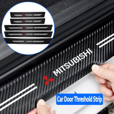 Car Door Carbon Fiber Sill Protector Sticker For Eclipse Outlander Pajero ASX Colt I200 Space Triton Ralliart Ex Star HZ8