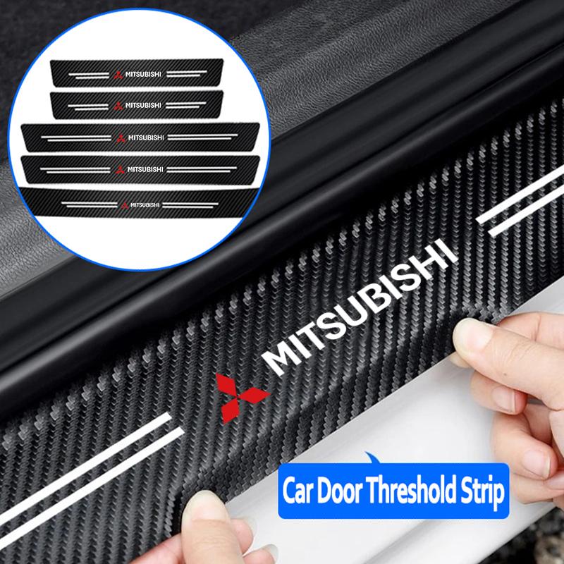 Car Door Carbon Fiber Sill Protector Sticker For Mitsubishi Eclipse Outlander Pajero ASX Colt I200 Space Triton Ralliart Ex Star