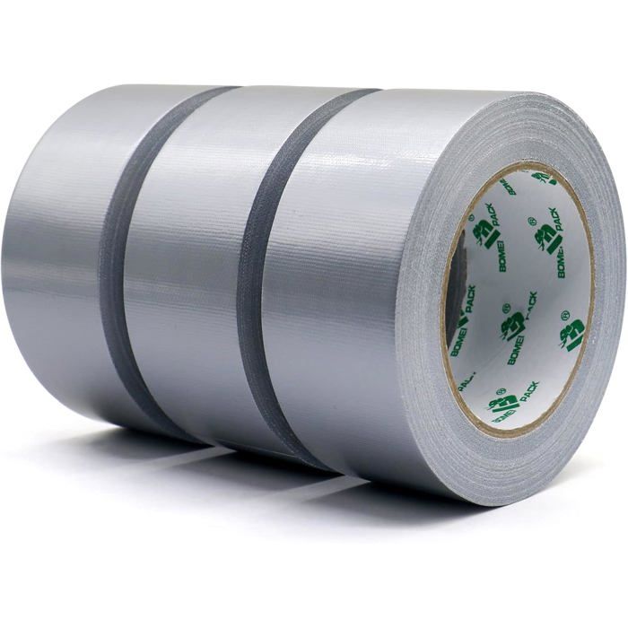 BOMEI PACK Unil - Grey Cloth Adhesive Tape, Heavy Duty Duct Tape 3 Rolls 50 Mm X 50 M for Repair Work, Fixatio172