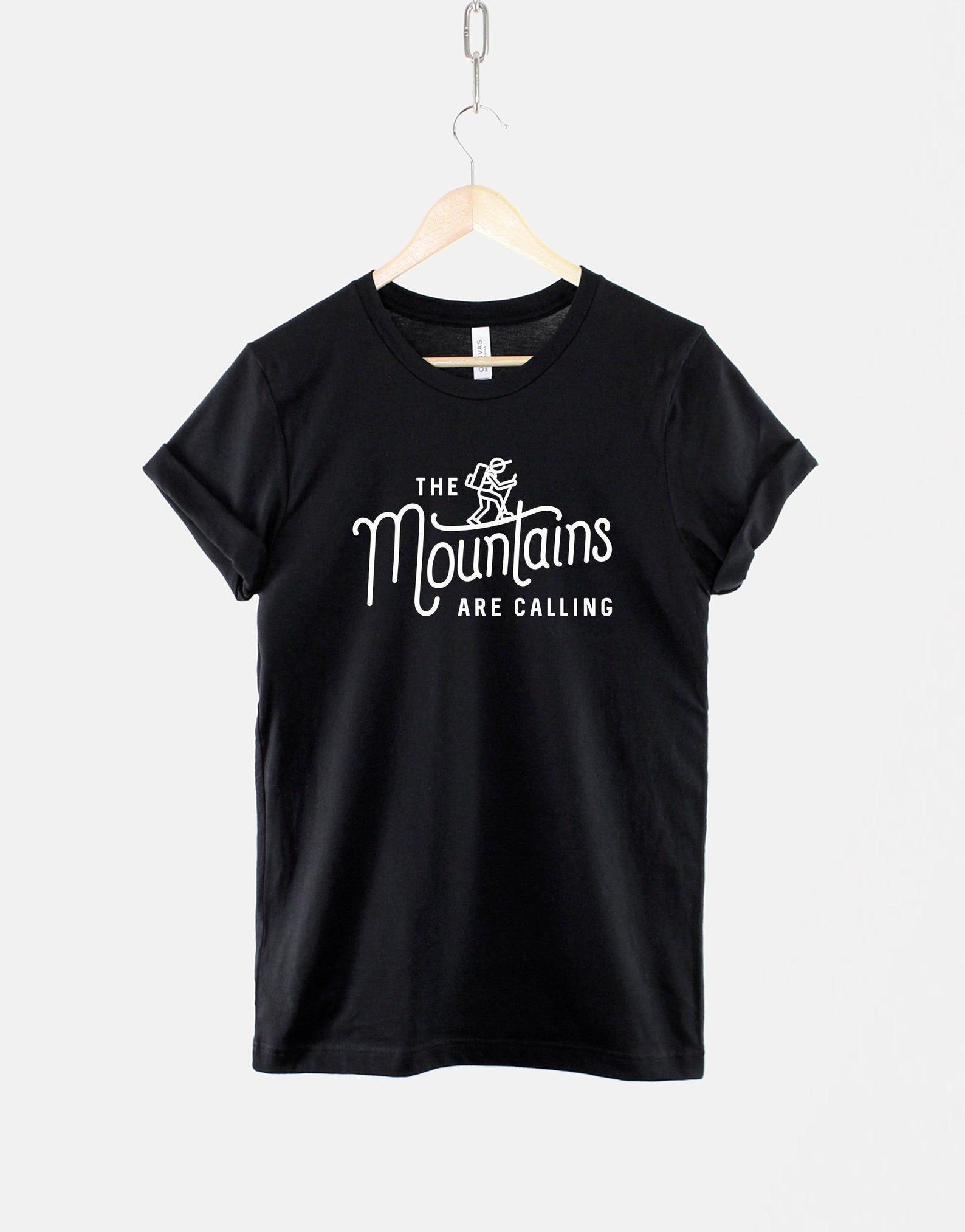 The Mountains Are Calling Hiking T-Shirt: Adventure Graphic Tee, Rock Climbing Style S