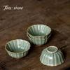 2pc/Set 75ml Yue Kiln Celadon Lotus Petal Tea Cup Ceramic Handmade Small Tea Bowl Household Trumpet Master Cup Kung Fu Tea Set