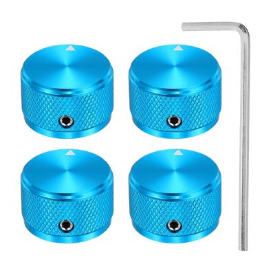 Uxcell Aluminum Potentiometer Universal Volume Tone Control Knob for Guitar and Diamond Blue 4-Piece Knob, 1/4" (6mm) Bass, 5/8"