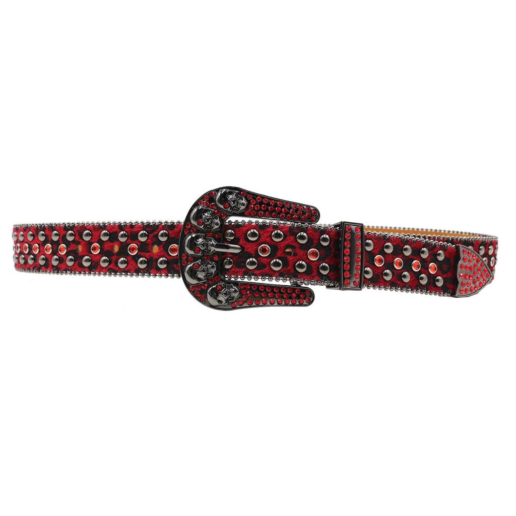 Punk European-American Skull Rhinestone Hip Hop Belt