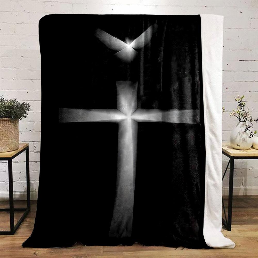Cross Holy Spirit Blanket  Printed Blanket for Living Room Bed Couch lunch break Soft Cozy Blanket for Friend's festival Gift