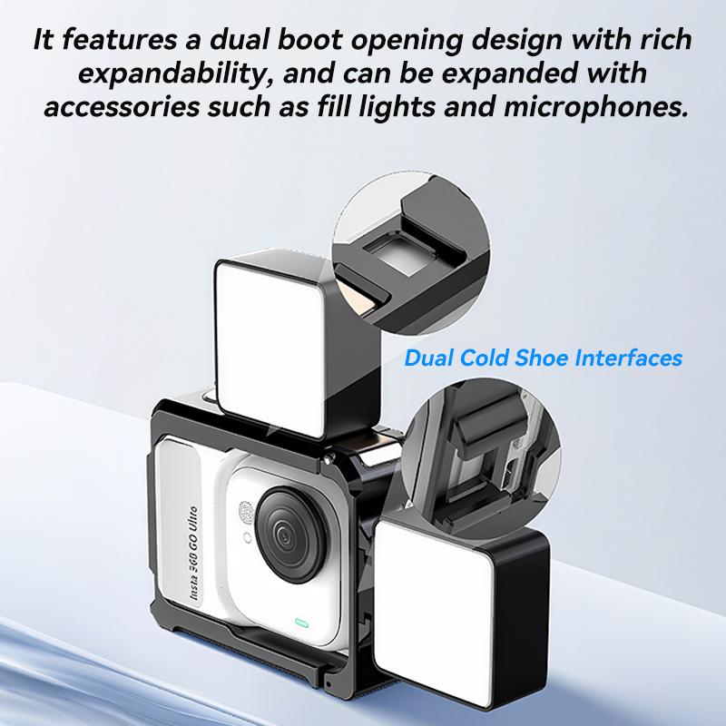 Metal Frame Camera Cage for Insta360 GO Ultra Aluminum Case Protective Frame Multifunctional Extension Accessory Snap-Locking