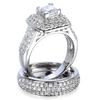 2pcs  Ladies Luxury Ring Set Silver Women's Ring  Valentine's Day Gift