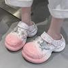Fashion Fashion Mix Color Chunky Platform Clogs Sandals Women Crystal Butterfly Thick Bottom Garden Shoes Woman Non Slip Summer Slippers