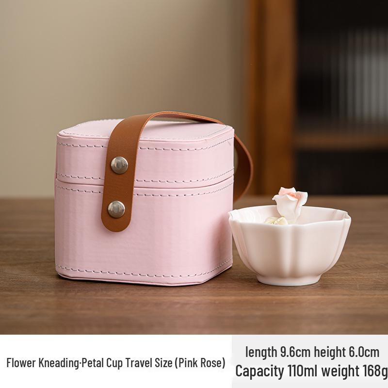 Pink Flower Petal Chinese Style Tea Cup for Personal Use