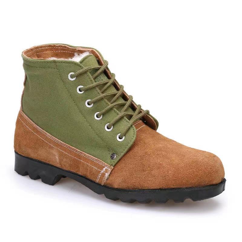 Fashion Winter Thick Soled Anti Slip Snow Boots/hot Selling Flip Up/lace Up Retro Plush Leather Shoes/new Classic Men's Cotton Boots