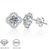 925 Sterling Silver D Color Moissanite  Stud Earrings for Women Flower  Four-leaf Clover Style 1CT Wedding Fine Jewelry Gifts