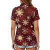 Women's Fashion Casual Lapel Short Sleeve Christmas Print Shirt Women's Button Up Tops