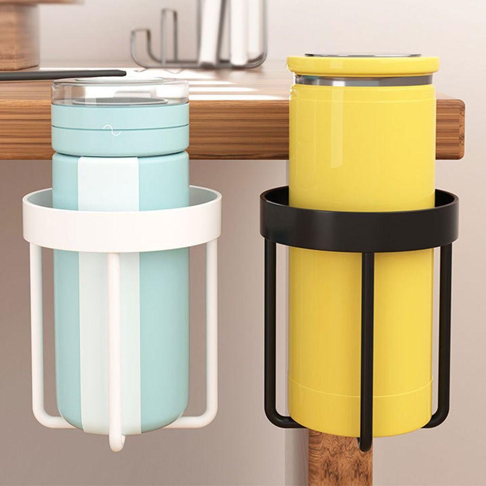 Metal Desktop Mug Rack 2 In 1 Cup Hanging Storage Holder Space Saving Clip-on Cup Holder  Desk