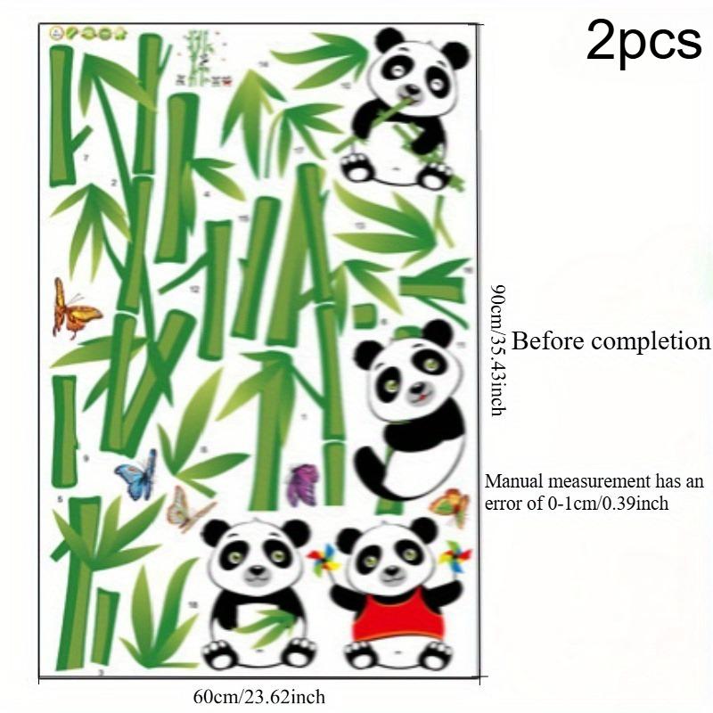 1/2pcs Cute Cartoon Panda Bamboo Wall Stickers Removable Animal Wall Decals for Living Room Staircase and Home Wall Decoration