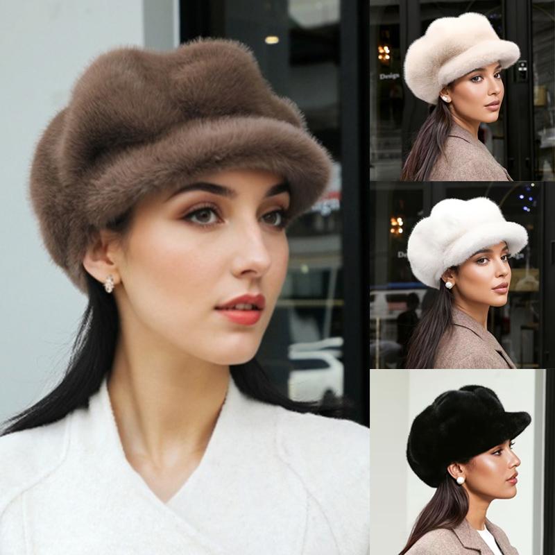 Winter Beret French Style Solid Color Design Versatile Wide Brim Hat Warmth Octagonal Hat Elegant One Size