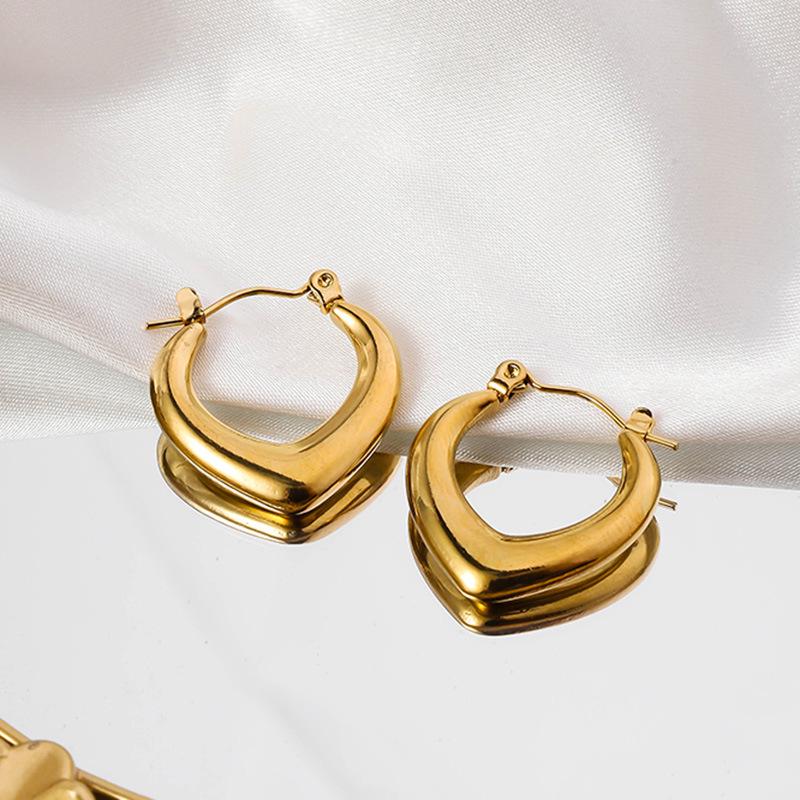 Stylish Gold Heart-Shaped Hoop Earrings for Women