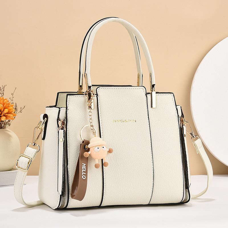 Elegant Pu Leather Handbag For Moms Versatile Shoulder Tote Bag For Women белый