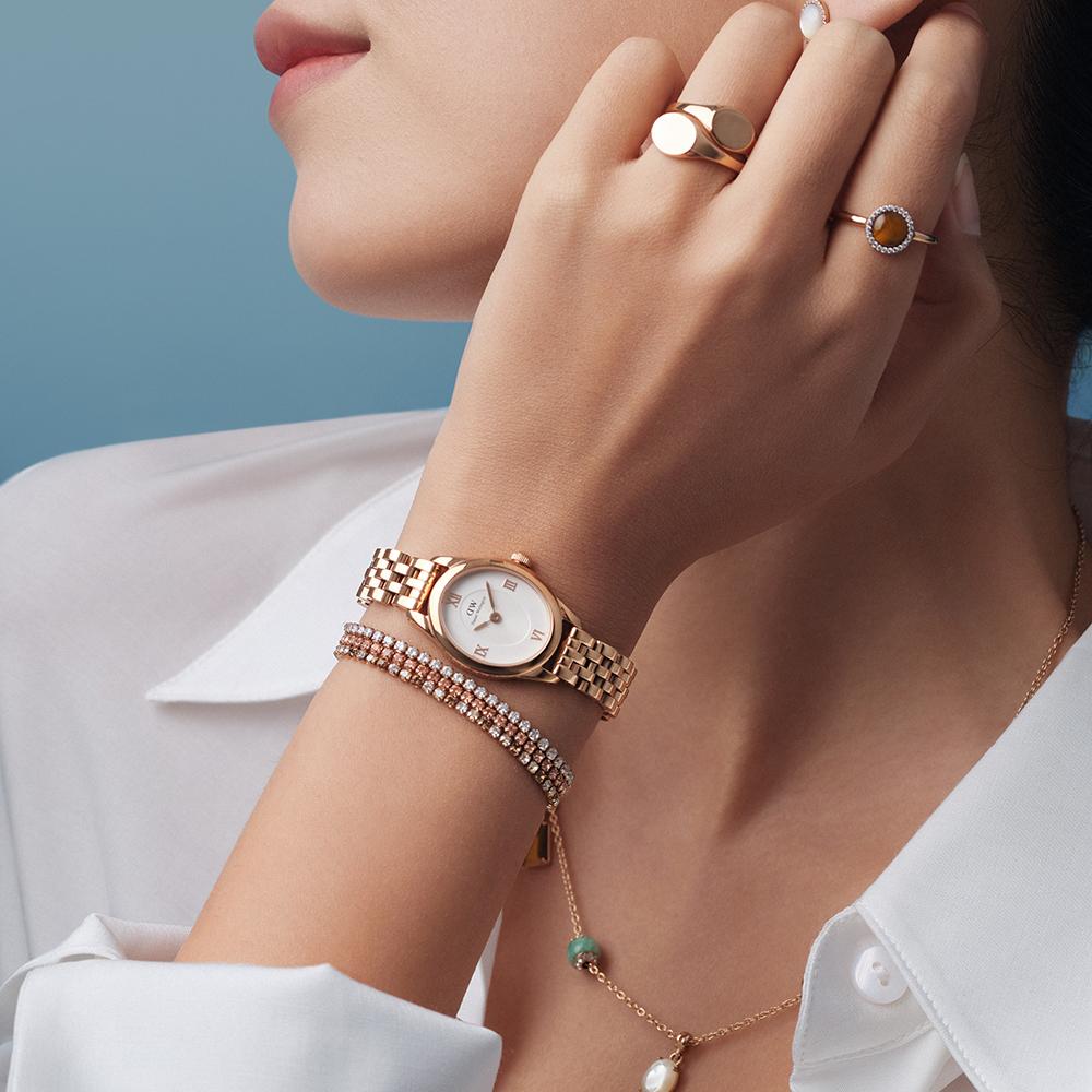 Danielwellingteon Ophelia Mini Rose Gold Minimal Roman Index Women'S Watch