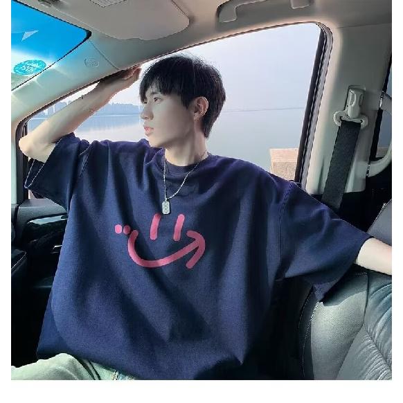 Pánské trendy tričko s krátkým rukávem s kulatým výstřihem a kulatým výstřihem na léto Volný ležérní top