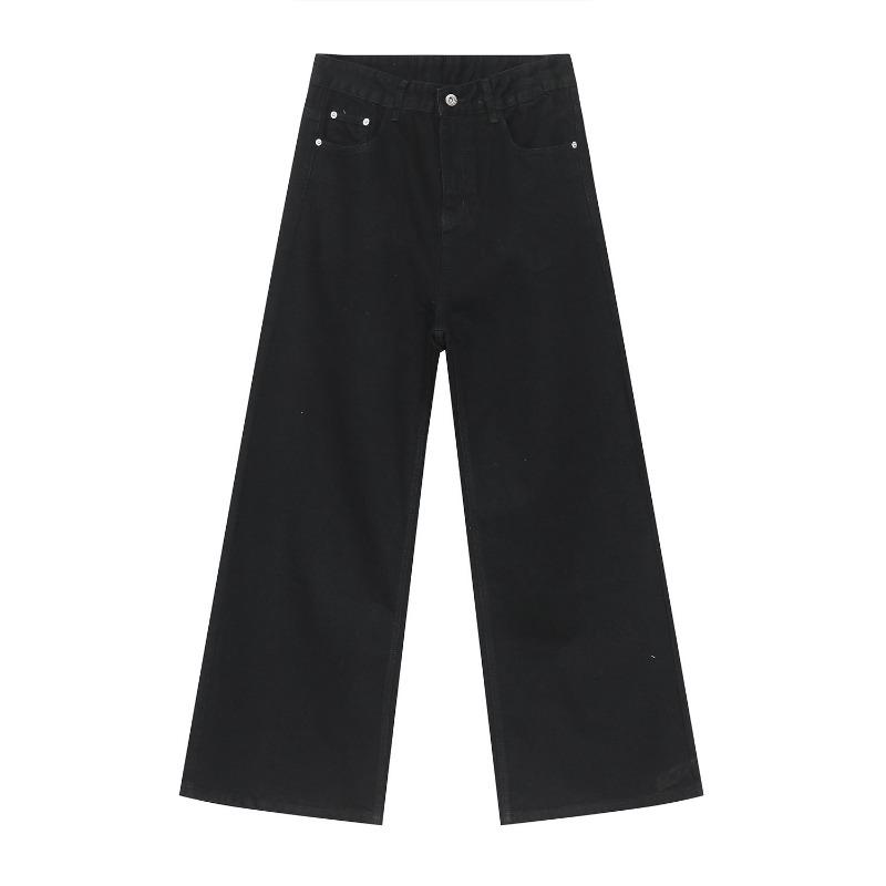 ROADVIBE Four Season Men s Jeans Korean Version Student Casual Pant American Retro Gray Black Loose Wide Leg Jean Baggy Men s Denim Pants S
