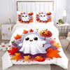 3pcs Happy Ghosts & Pumpkins Quilt Set Soft and Comfortable Bedroom, and Dorm Decor Bedding Set 1 Quilt Cover + 2 Pillowcases.L052