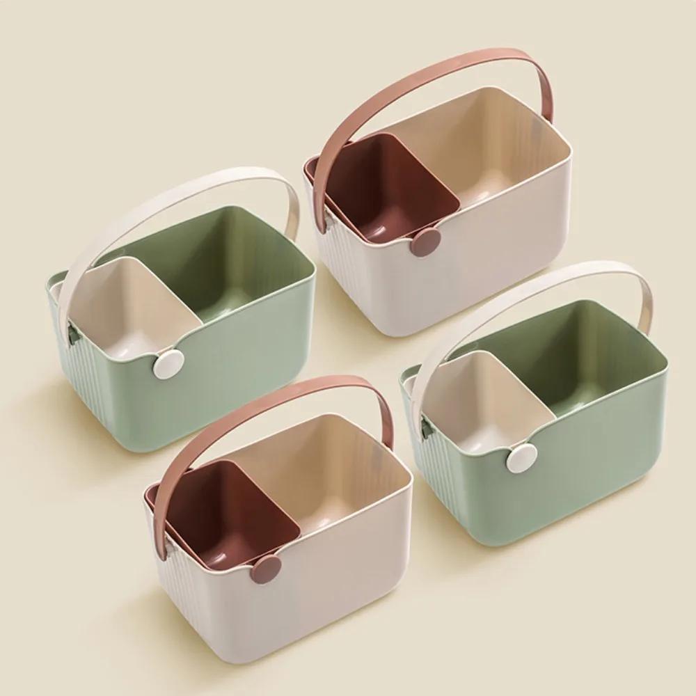 Multifunctional Bath Storage Basket Cosmetics Handheld Box Portable Outdoor Travel Beach Drainage Basket Picnic Fruit Rattan Gym