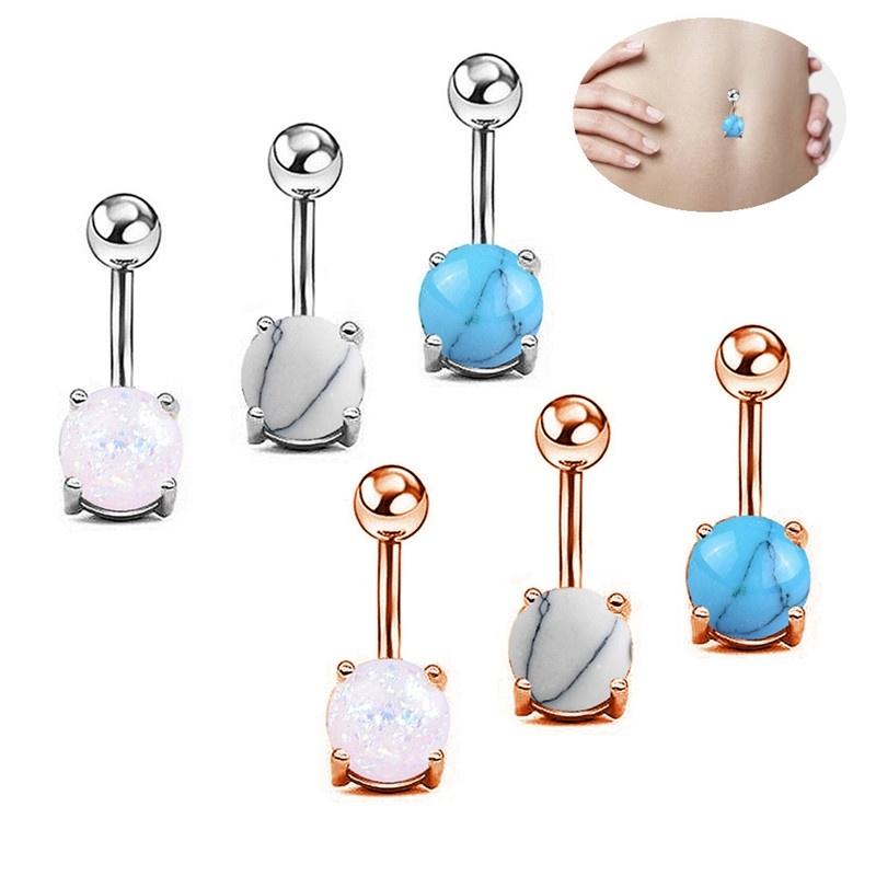 Buy Opal Belly Ring 316L Surgical Steel Navel Ring at affordable prices — free shipping, real