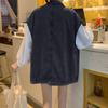 Damenmode-Taschen-Jeansjacke, lässig, ärmellos, Mantel, Weste