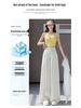 Apricot Acetate Satin High-Waisted Wide-Leg Women's Pants - Summer Loose Slimming Ice Silk Floor-Length Design