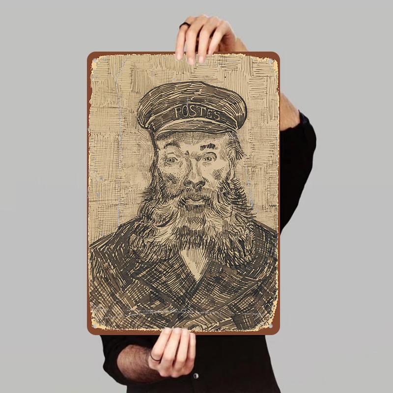 

Vintage Hand Drawn Captain Portrait Metal Tin Painting Home Wall Decor for Living Room Study Bar Creative Artwork 7.9x11.8In(20x30cm)