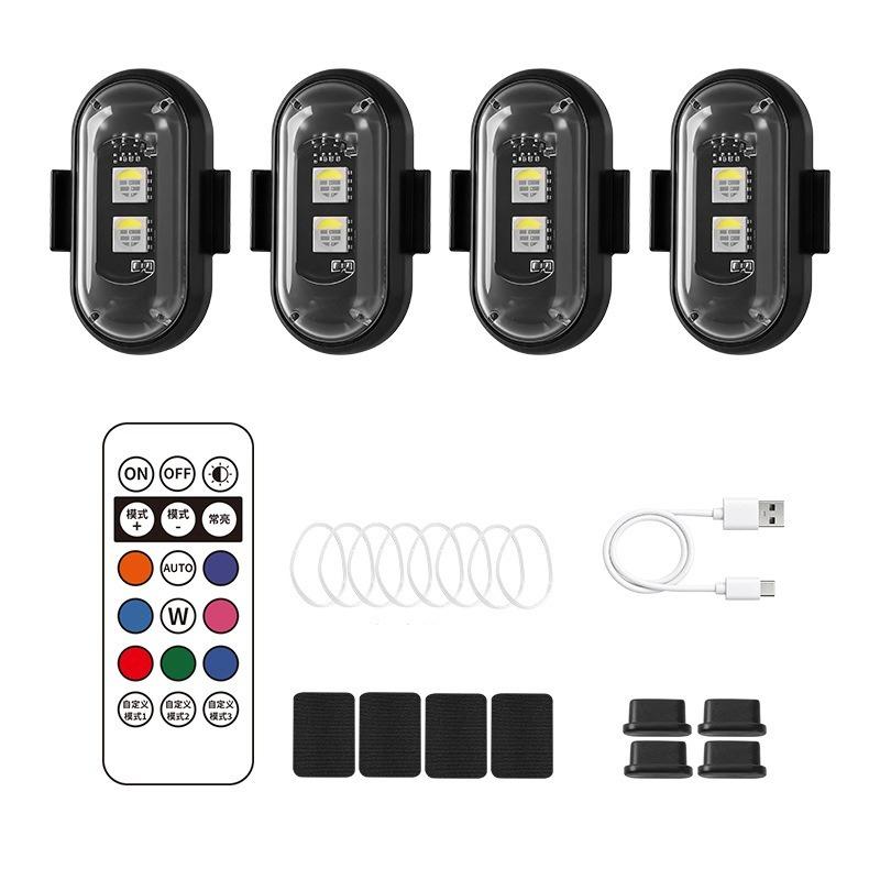 Wireless Remote LED Strobe Light Colours USB Rechargeable Car Motorcycle Bike Aircraft Warning Anti-collision Flashing Lamp