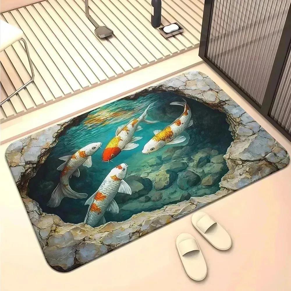 1PC Crane Pattern Kitchen Rugs Non-Slip Home Door Mats Pop Design Bathroom Rugs Bath Mat Carpet for Home Sink Laundry Decor