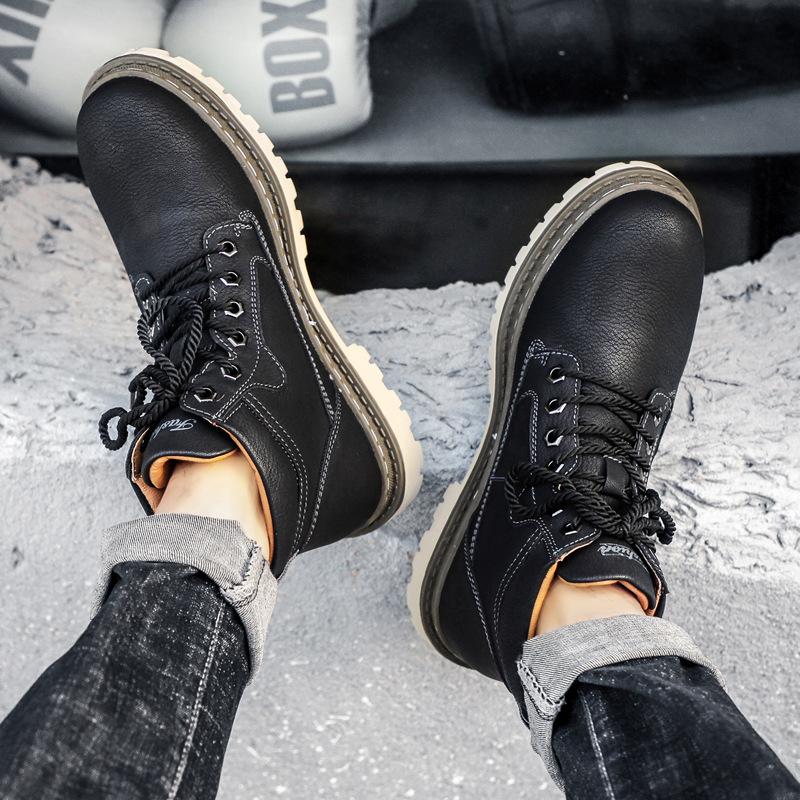 Men's Shoe Trend Mid Rise Workwear Boots Autumn British Style High Top Martin Boots Workwear Shoes Boots Trendy Men's Workwear Boots