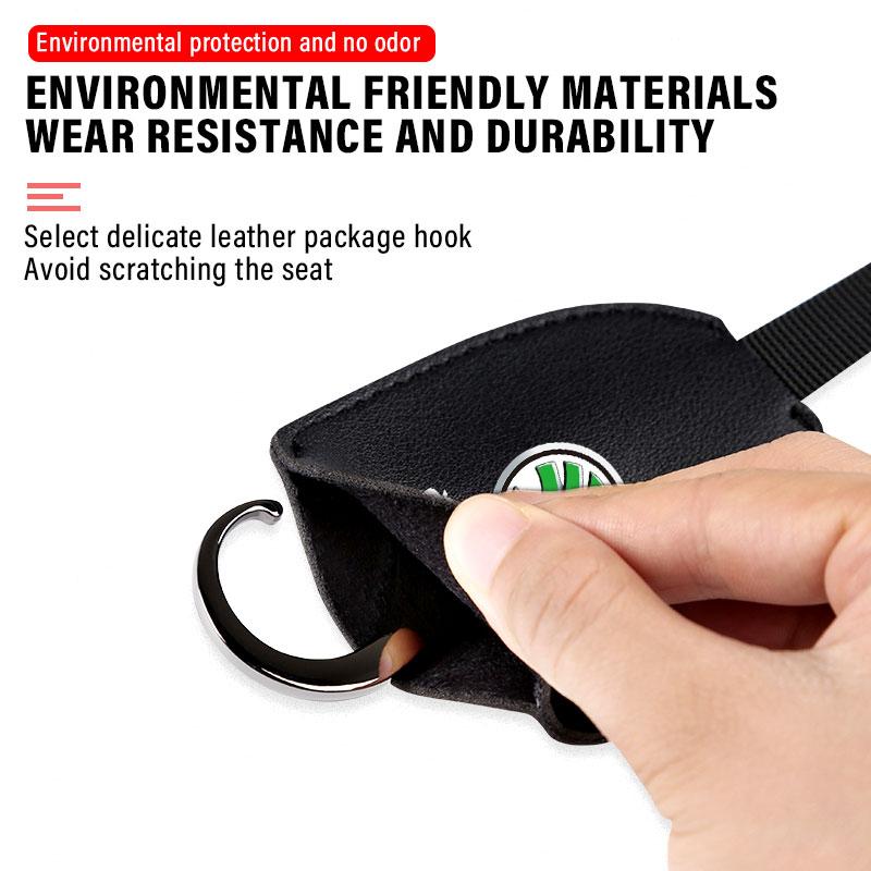 1/2pcs Leather Car Seat Back Hooks Portable Hanging Bag Rack for Skoda Octavia Enyaq Rapid Karoq Derivati Fabia Kodiaq Kamiq Superb Yeti