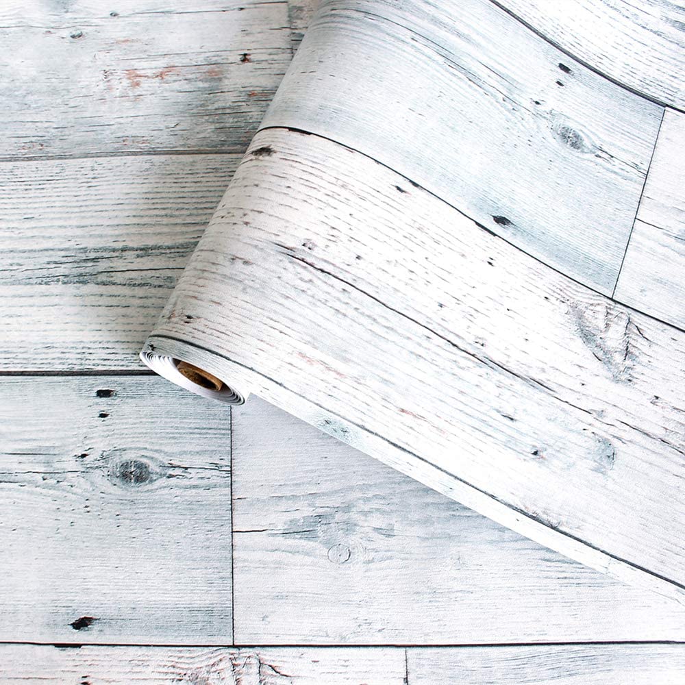 Wood Peel and Stick Wallpaper Shiplap Distressed Wood Plank Removable Wallpaper Self-Adhesive Farmhouse Wallpaper for Cabinets