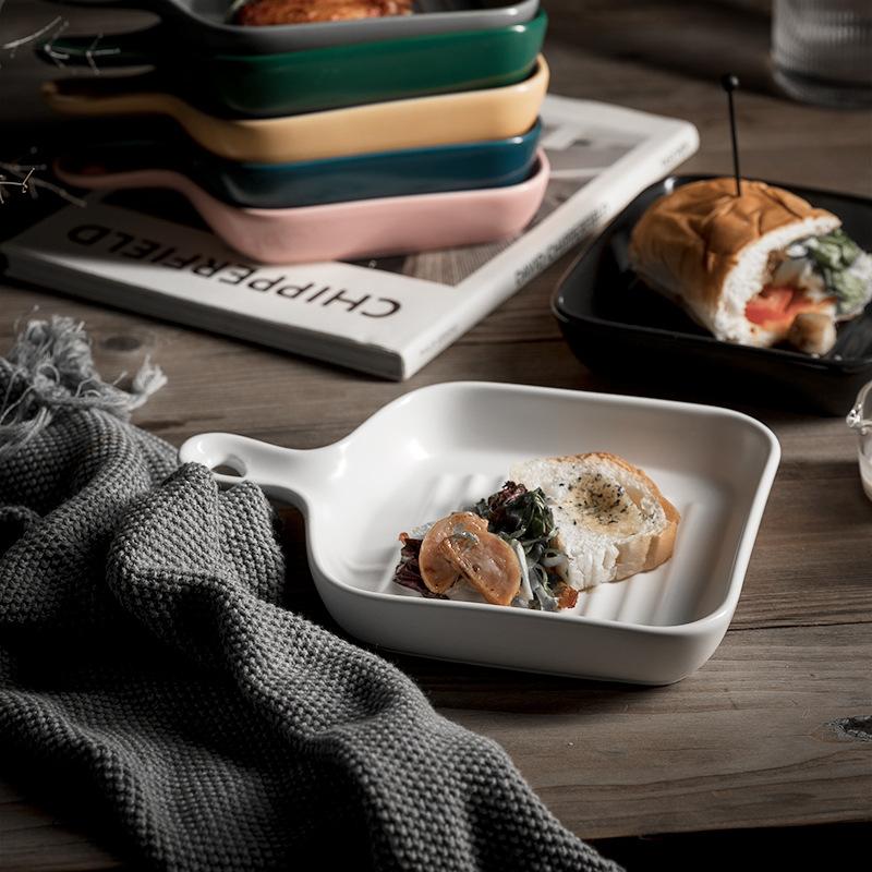 Nordic Potted Ceramic Plate Fruit Breakfast  Tableware Creative Baked Rice  Western Food Household
