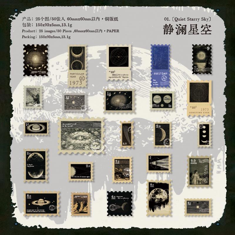 Journal GO 50pcs Vintage Plants Postage Stamp Stickers for Scrapbooking Journaling Decoration Retro Post