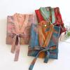 Spring Jacquard High Quality Color Woven Cotton Double Layer Gauze Sleeping Robes for Women Medium Length Yukata Bathrobe