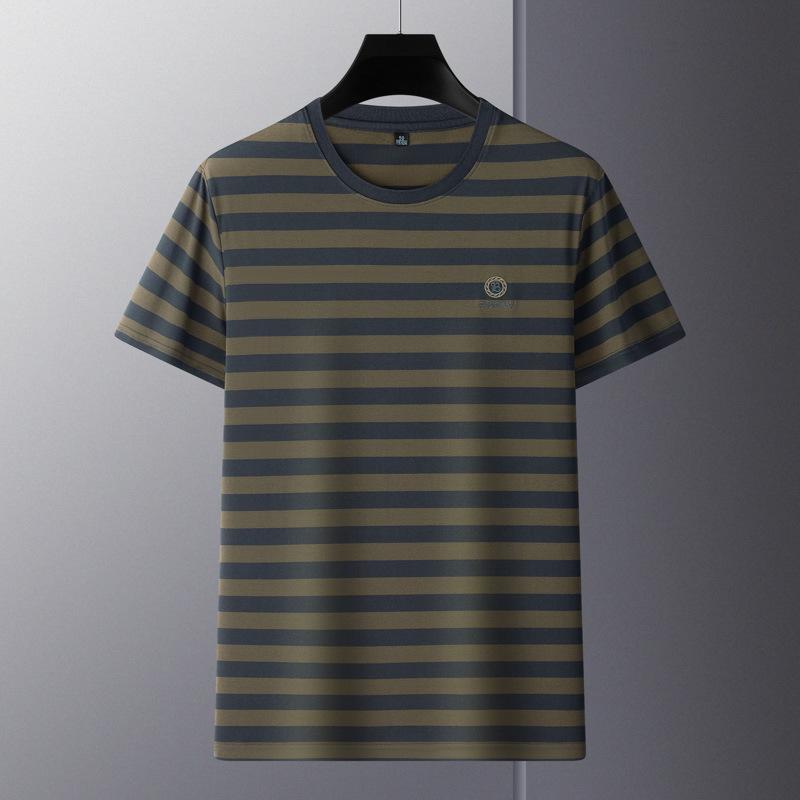 2024 Men's Casual Striped Crew Neck Pullover T-Shirt - Summer Short Sleeve