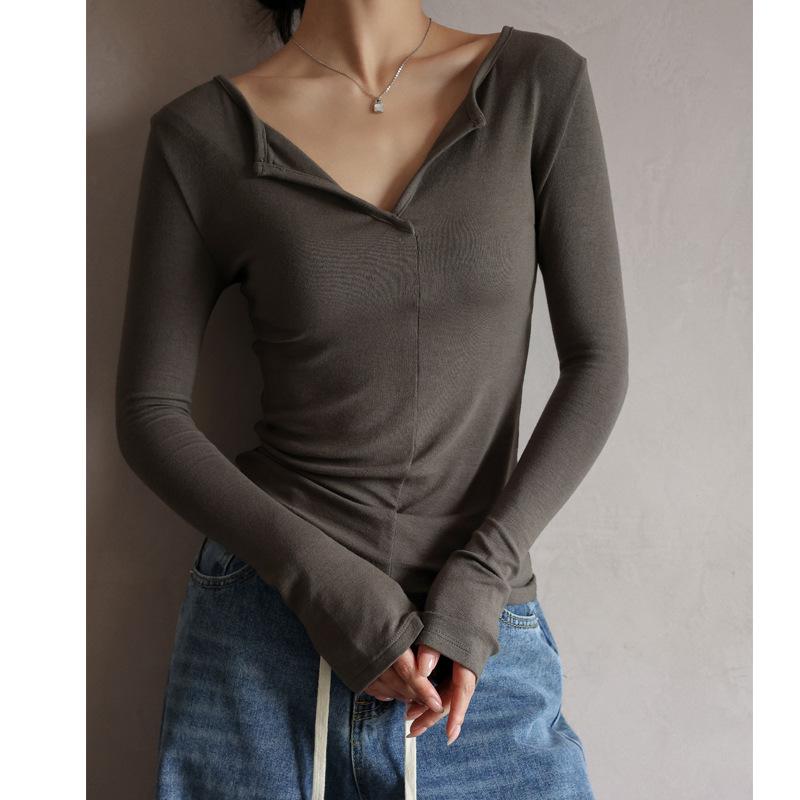Women's High-Quality Modal V-Neck Long-Sleeve Base Layer Shirt