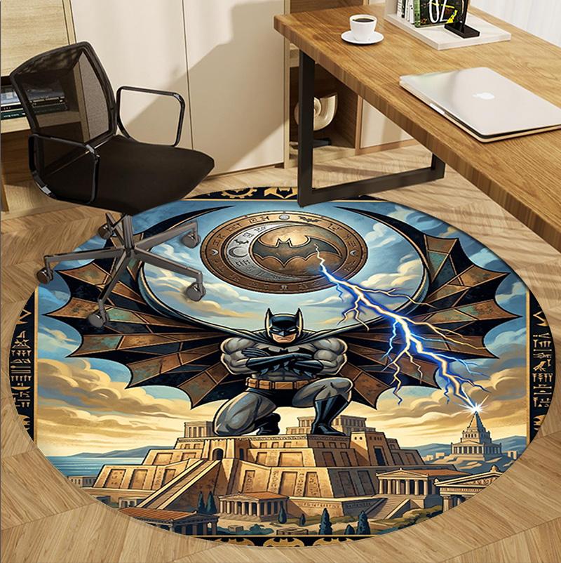 Batman Pattern Round Rug, Indoor/Outdoor Mat, for Picnic, Gameroom, Bedroom, Office, Living Room, Home Decor Carpet, Birthday Gift