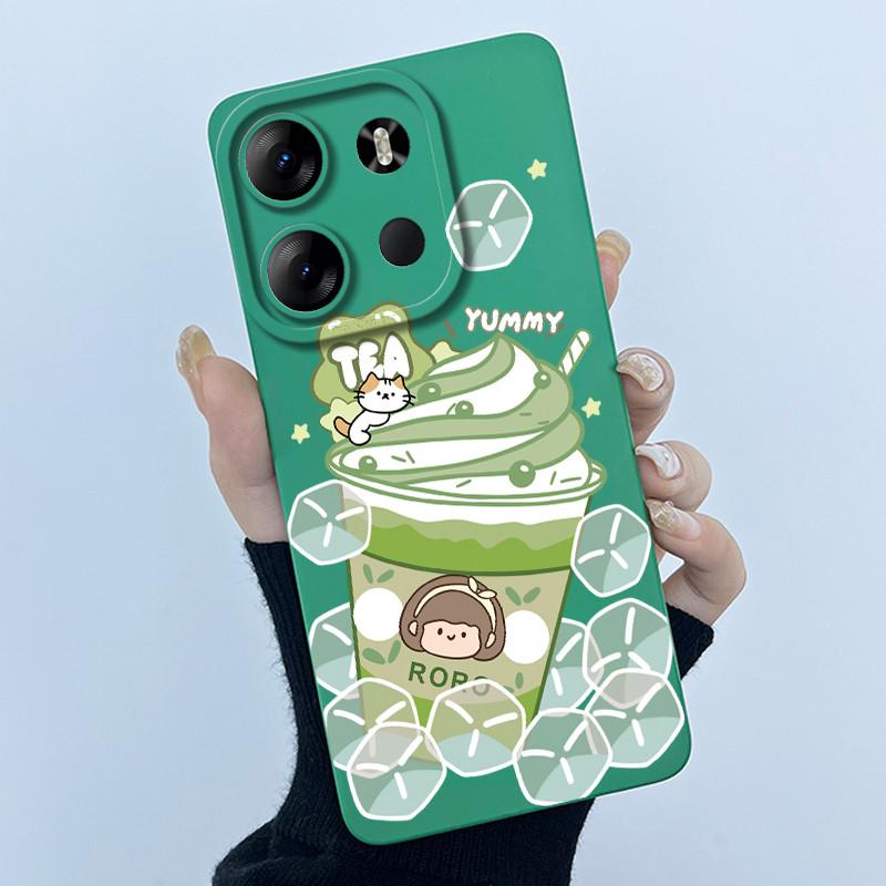 For Tecno Spark Go 2023 Pop 7 Pro BF7 Infinix Smart 7 Plus Smart7 HD Case Lovely Cartoon Cat Liquid Silicone Soft TPU Back Cover
