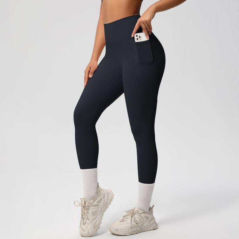 Fashion Nude Feel Beauty Back Cross Bubble Wrap Sports Bra High Waist Hip Lift Pocket Sports Yoga Pants Fitness Suit Women