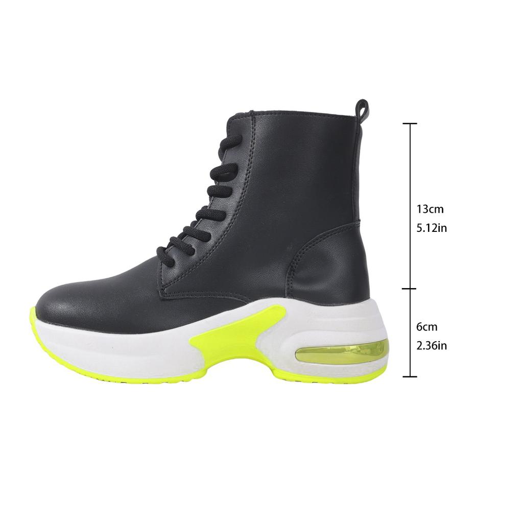 Aphixta Lace Up Woman Ankle Boots Platform 6cm Wedge Heel Leather Short Boots Chunky Heels Shoes for Woman Botas De Mujer Size43