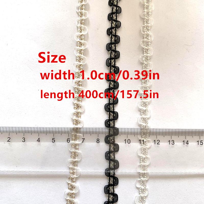 4 m/13,12 ft weißer Organza-Spitzenbesatz mit dünnem Faden, geflochtener Tausendfüßler-Bandbesatz, geschwungener Stoff für Hochzeit, Basteln, DIY, Tasche, Kleid, Nähzubehör, Dekorieren