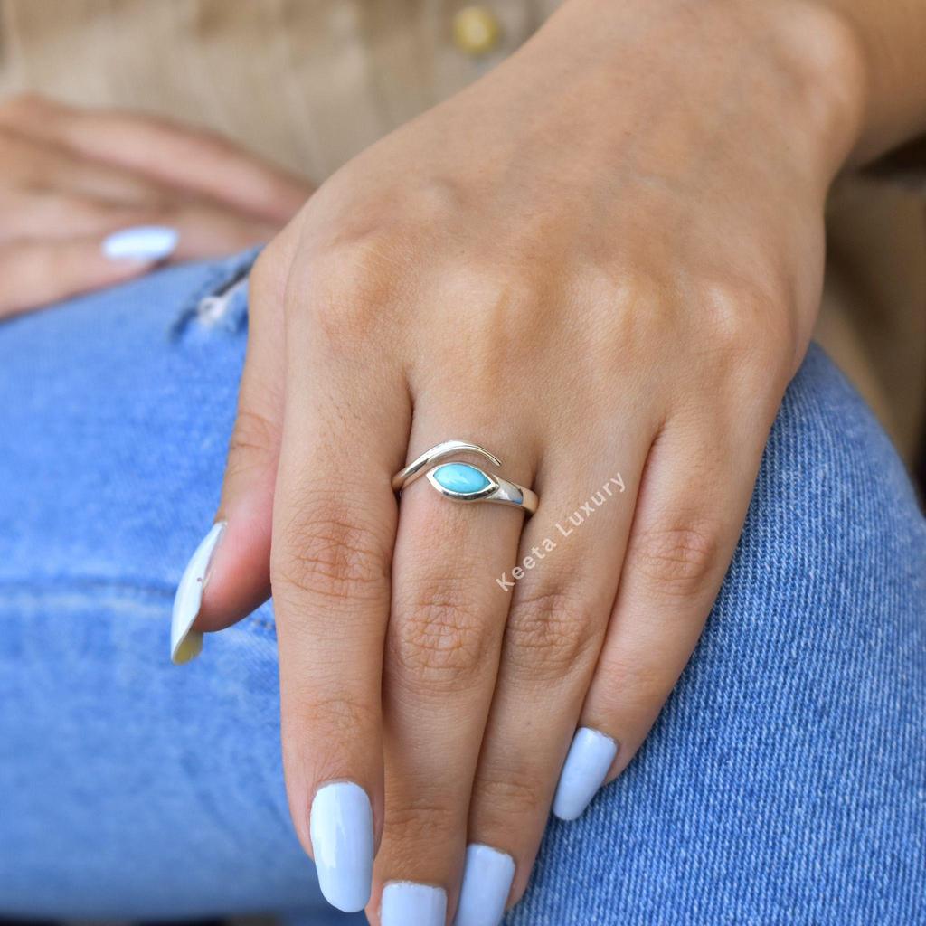 Genuine Turquoise ring , Turquoise stylish ring , Sterling silver fashion ring , Handmade crystal ring , new beginning blue stone ring