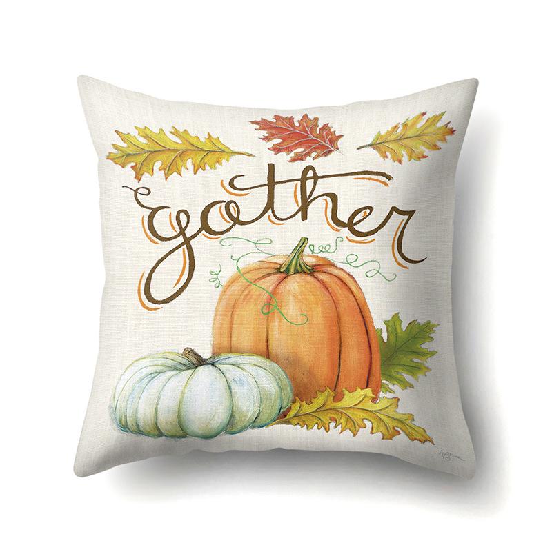 Thanksgiving Pillowcase Blessing Maple Leaf Pumpkin Sofa Cushion Cover Office Home Living Room Pillowcase