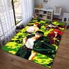 "Anime Style Green Camouflage Carpet with Bold Vibrant Characters Print" Suitable for use as an anti-slip for living room bedroom sofas