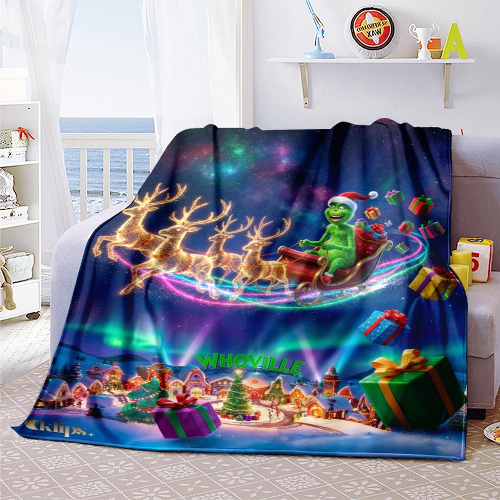 Christmas Gift Comedy Movie How the Grinch Stole Christmas blanket home warming, four season bed decoration sofa cover flannel throwing blanket K22