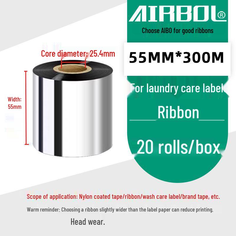 110x300m Wax & Resin Full Resin Water Washable Thermal Transfer Ribbon Roll for Barcode Label Printers.