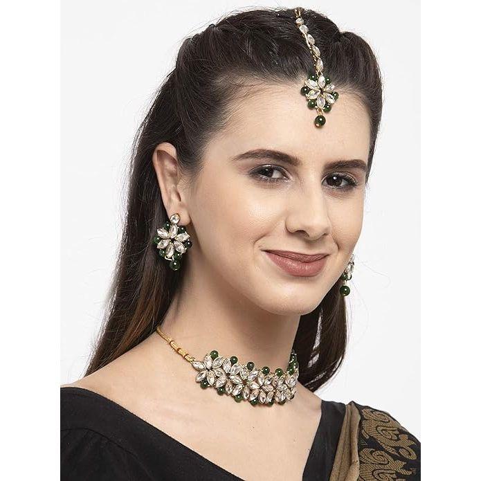 Latest Choker Design Antique Kundan Traditional Necklace Jewellery Set for Women